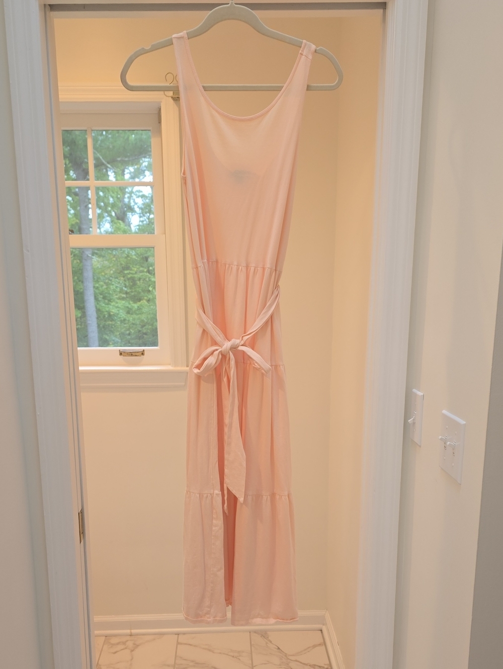 J. Crew Soft Pink Sleeveless Tie-Waist Maxi Dress